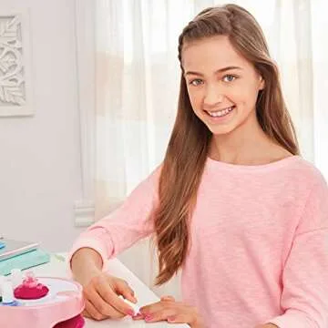 Make It Real Light Magic Nail Dryer & Polish Set for Girls & Teens - 5 Vibrant Nail Colors, Art Stickers, Nail File, Cuticle Pusher & Dryer - Water-Based, Non-Toxic Polish Perfect Spa Day Manicures