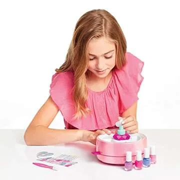 Make It Real Light Magic Nail Dryer & Polish Set for Girls & Teens - 5 Vibrant Nail Colors, Art Stickers, Nail File, Cuticle Pusher & Dryer - Water-Based, Non-Toxic Polish Perfect Spa Day Manicures