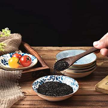 WEUNUM Soy Sauce Dishes Set of 6, 4 Inch Sushi Plates and Appetizer Dessert Small Bowls for Charcuterie Board, 3 oz Porcelain Pinch Bowls for Kitchen Prep