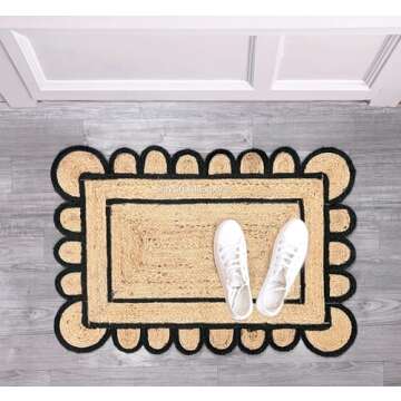 Stylish Handwoven Jute Scalloped Rug for Elegant Decor