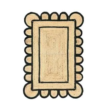 Stylish Handwoven Jute Scalloped Rug for Elegant Decor