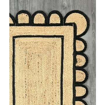 Stylish Handwoven Jute Scalloped Rug for Elegant Decor