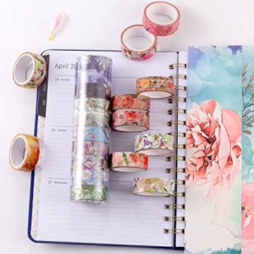 Colorful 20 Rolls Floral Washi Tape Set for Crafts