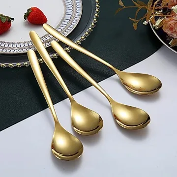 Gold Modern Dinner Spoons 6 Piece Set – Dishwasher Safe