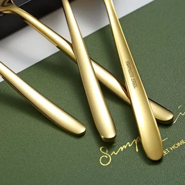 Gold Modern Dinner Spoons 6 Piece Set – Dishwasher Safe