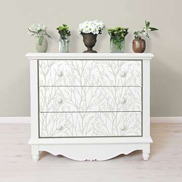 NuWallpaper NU2394 Treetops Peel Stick Wallpaper, White & Off-White