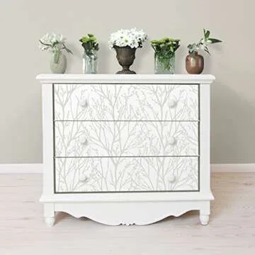 NuWallpaper NU2394 Treetops Peel Stick Wallpaper, White & Off-White