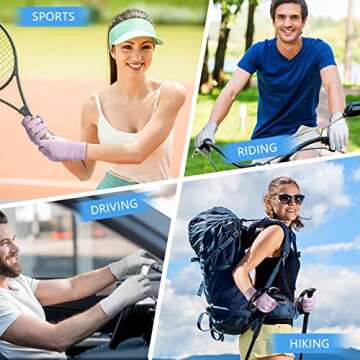 Loopeer 2 Packs Women UV Sun Protection Gloves Full Finger Touchscreen Non Slip Gloves Breathable Summer Outdoor Gloves(Grey, Purple,Buckle)