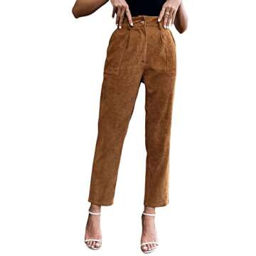 Stylish SweatyRocks High Waisted Corduroy Work Pants