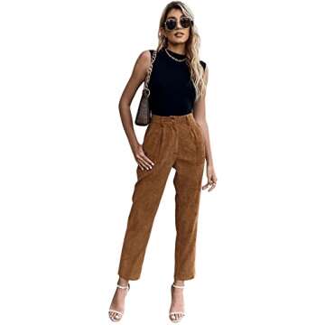 Stylish SweatyRocks High Waisted Corduroy Work Pants