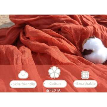 FEXIA Terracotta Cheesecloth Table Runner 35x120 Inches Orange Red Rust Boho Gauze Christmas Table Runners Burnt for Wedding Decor Reception Bridal Shower Centerpiece