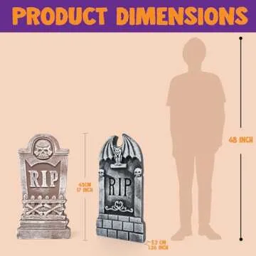 JOYIN 17” Halloween Foam RIP Graveyard Tombstones (5 Pack), Yard Sign Headstone Decorations and 10 Bonus Metal Stakes for Halloween Yard Outdoor Indoor Decorations