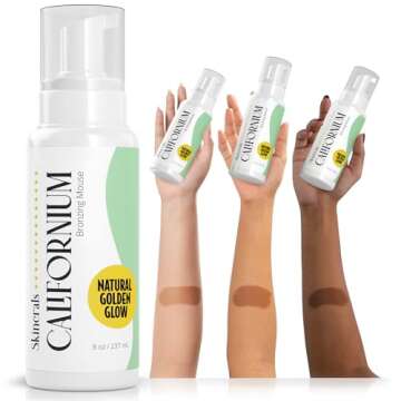 Skinerals Self Tanner Mousse - Natural Self Tan, Streak-Free Organic Self Tanning Foam for All Skin ...