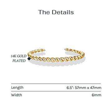 PAVOI Gold Plated Twisted Chunky Bangle Bracelet | 14K Gold Plated | Lightweight Everyday Jewelry