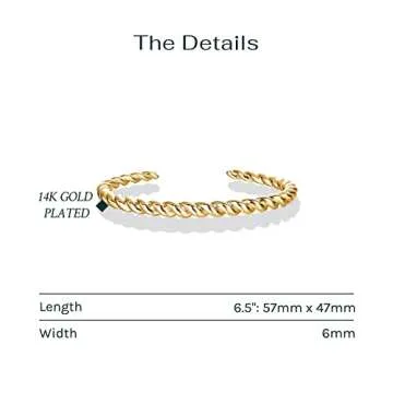 PAVOI Gold Plated Twisted Chunky Bangle Bracelet | 14K Gold Plated | Lightweight Everyday Jewelry