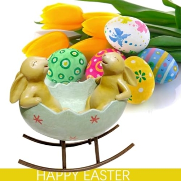 Buy Laughing Bunny Rabbits Rocking in Egg Cradle
