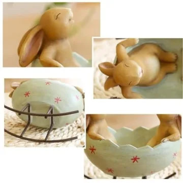Buy Laughing Bunny Rabbits Rocking in Egg Cradle