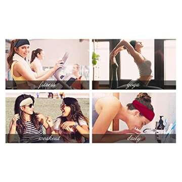 Huachi Women's Headbands Non Slip Fashion Workout Yoga Exercise Headbands for Women's Hair Sweat Wicking Summer Hair Accessories Elastic Hair Bands