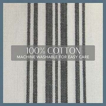 Elrene Home Fashions Farmhouse Living Homestead Stripe Fabric Shower Curtain, 72.00" x 72.00", Black