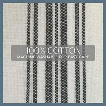 Elrene Home Fashions Farmhouse Living Homestead Stripe Fabric Shower Curtain, 72.00" x 72.00", Black