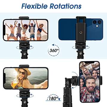Sosirolo 62'' Cell Phone Tripod, iPhone Tripod Stand & Selfie Stick for Video Recording, Travel Tripod for Gopro Cellphone iPhone/Android Pro MAX