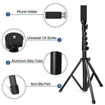 Sosirolo 62'' Cell Phone Tripod, iPhone Tripod Stand & Selfie Stick for Video Recording, Travel Tripod for Gopro Cellphone iPhone/Android Pro MAX