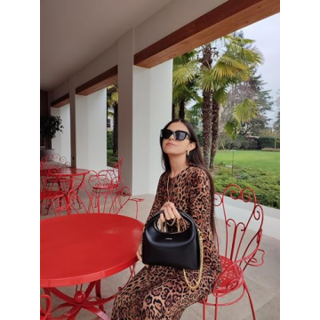 SINBONO Vienna Women's Top Handle Handbag Vegan Leather Shoulder Bag with Crossbody Chain-Black