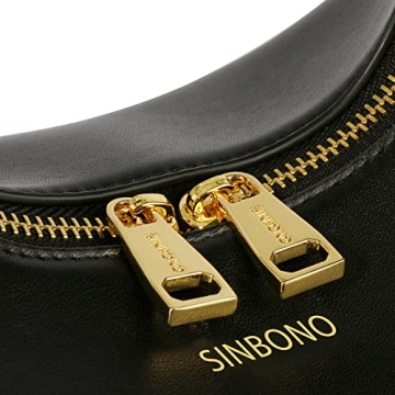 SINBONO Vienna Women's Top Handle Handbag Vegan Leather Shoulder Bag with Crossbody Chain-Black