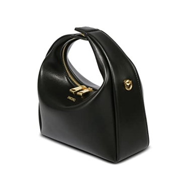 SINBONO Vienna Women's Top Handle Handbag Vegan Leather Shoulder Bag with Crossbody Chain-Black