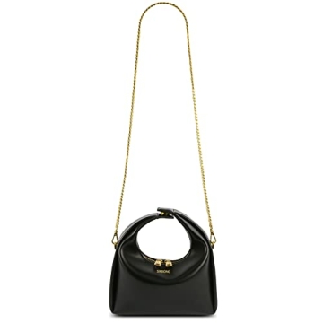 SINBONO Vienna Women's Top Handle Handbag Vegan Leather Shoulder Bag with Crossbody Chain-Black