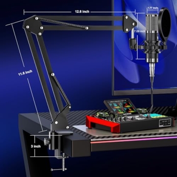 Podcast Equipment Bundle with 3.5mm Condenser Microphone for Seamless Streaming and Recording