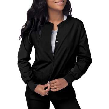 Sivvan Women’s Black Warm-Up Scrub Jacket for Professionals
