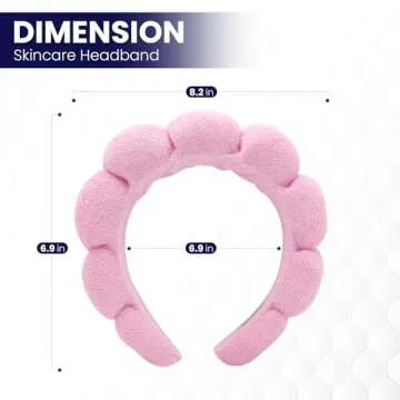 Spa Headbands for Washing Face, Makeup and Skincare. Set of 2 Skin Care Head bands with Wristbands. Puffy Terry Cloth, Non Slip Get Ready Hairband for Women, Teens, Girls. Cute Hair Accessories.