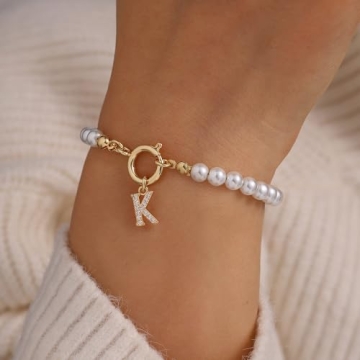MONOZO Initial Pearl Bracelet - Personalized Elegance Gift