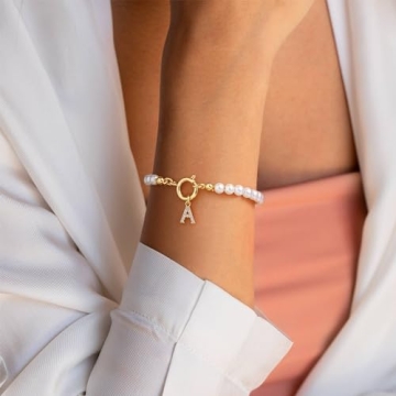 MONOZO Initial Pearl Bracelet - Personalized Elegance Gift