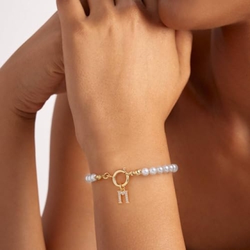 MONOZO Initial Pearl Bracelet - Personalized Elegance Gift