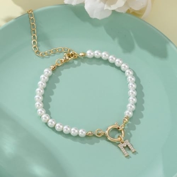 MONOZO Initial Pearl Bracelet - Personalized Elegance Gift