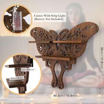 ANROYE Luna Moth Crystal Shelf Display for Wall