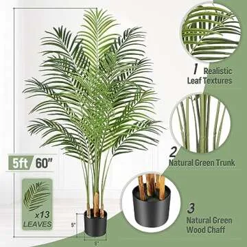 Keeplush 5ft Realistic Artificial Palm Tree in Pot