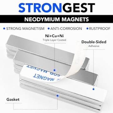 Powerful Neodymium Bar Magnets with 33 LB Strength