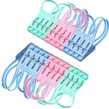 DurReus Windproof Clothes Hanger Clips - 24 Pack Anti-Slip Laundry Pins