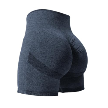 YEOREO Women High Waist Workout Yoga Gym Smile Contour Cycling Shorts Navy S