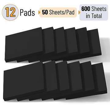 Mr. Pen- Sticky Notes, 3”x3”, 12 Pads, Black Sticky Notes, Sticky Note, Self-Stick Note Pads, St...