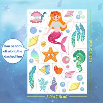 Metallic Mermaid Temporary Tattoos for Kids - 80+ Designs