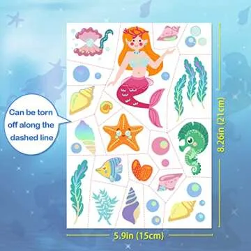 Metallic Mermaid Temporary Tattoos for Kids - 80+ Designs