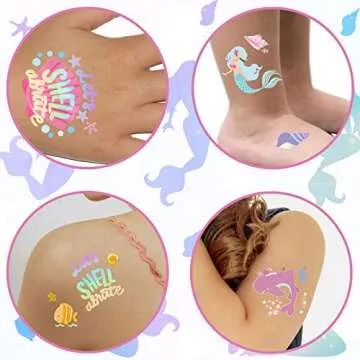 Metallic Mermaid Temporary Tattoos for Kids - 80+ Designs
