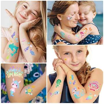 Metallic Mermaid Temporary Tattoos for Kids - 80+ Designs