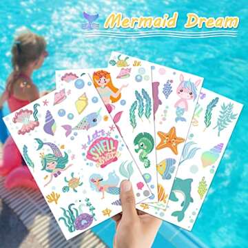 Metallic Mermaid Temporary Tattoos for Kids - 80+ Designs