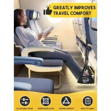 Airplane Foot Rest, Upgraded Anti-Squeeze Foot Hammock for Plane Travel - Relax Your Feet with Better Support, Thickened Foam, Portable Design, and More Comfortable Foot Sling