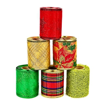 Vibrant Christmas Ribbons Set for Gifts and Crafts